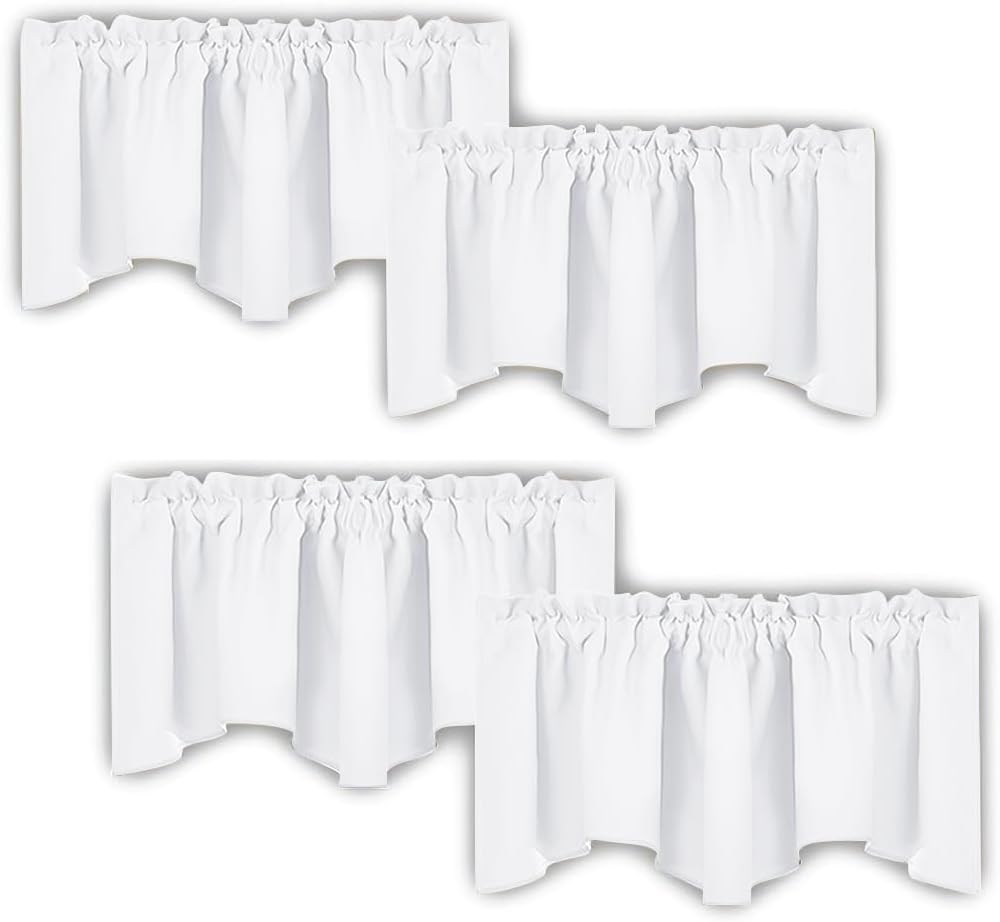 NICETOWN Burgundy Red Blackout Valances, Thermal Insulated Elegant W52 x L18 Scalloped Rod Pocket Curtains Small Window Treatment Tiers Home Decor Panels for Office/Living Room/Christmas, 2 Pairs