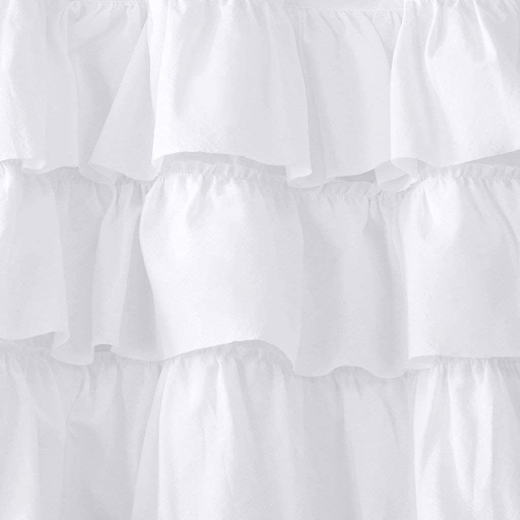 Madison Park Anna Oversized Ruffle Rod Pocket Valance , Classic Vintage Cotton Valances for Window , 50X18" , White