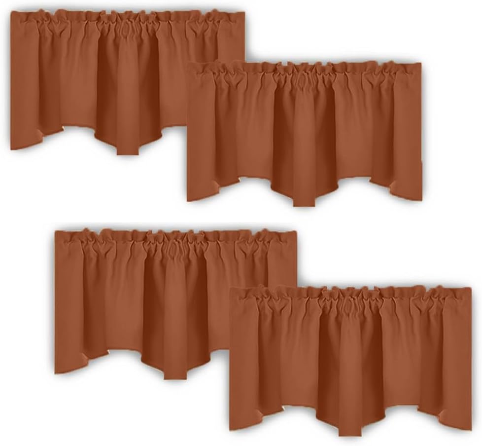NICETOWN Burgundy Red Blackout Valances, Thermal Insulated Elegant W52 x L18 Scalloped Rod Pocket Curtains Small Window Treatment Tiers Home Decor Panels for Office/Living Room/Christmas, 2 Pairs