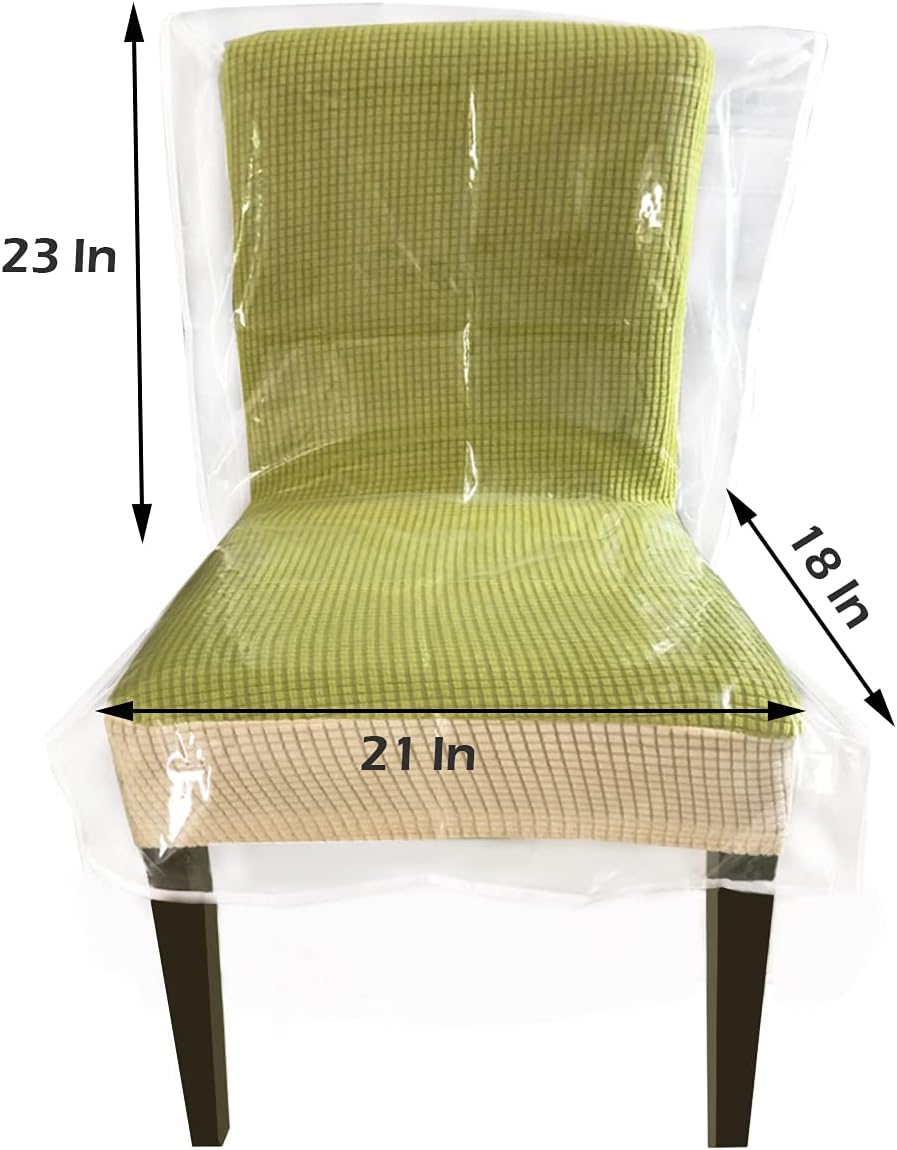 6 Pack Plastic Dining Room Chair Covers, Water Proof Clear Chairs Cover for Kitchen and Outdoor, Vinyl Transparent Stool Seat Protectors for Cat, Toddler, Kids' Messes, No Dust/Spills