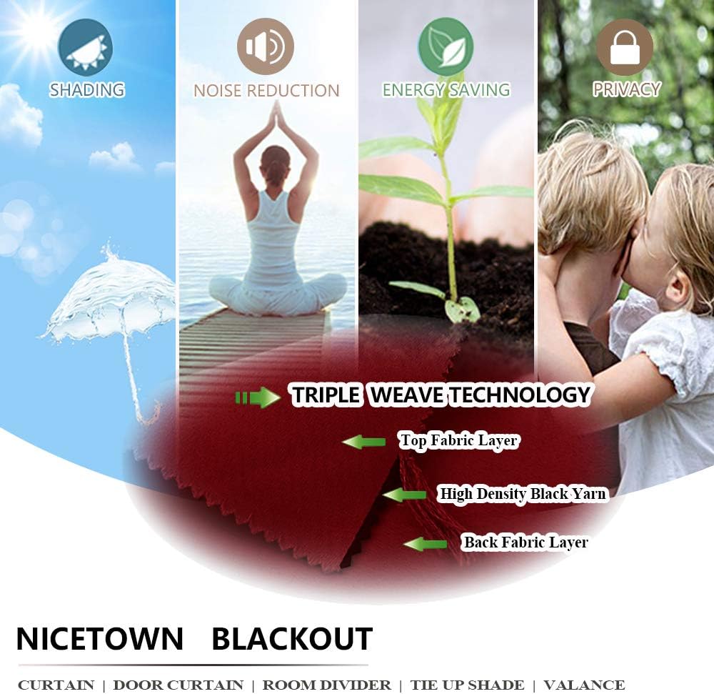 NICETOWN Burgundy Red Blackout Valances, Thermal Insulated Elegant W52 x L18 Scalloped Rod Pocket Curtains Small Window Treatment Tiers Home Decor Panels for Office/Living Room/Christmas, 2 Pairs