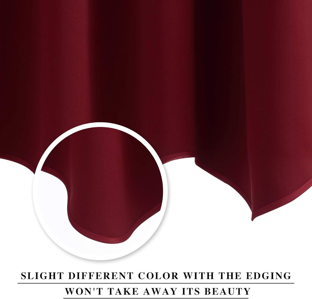 NICETOWN Burgundy Red Blackout Valances, Thermal Insulated Elegant W52 x L18 Scalloped Rod Pocket Curtains Small Window Treatment Tiers Home Decor Panels for Office/Living Room/Christmas, 2 Pairs