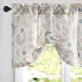 VOGOL Tie-up Valance for Kitchen Windows Tie Up Curtains for Windows Blue Leaf Print Adjustable Balloon Shades Rod Pocket Curtain Panels Valances for Cafe, 52x18, One Piece