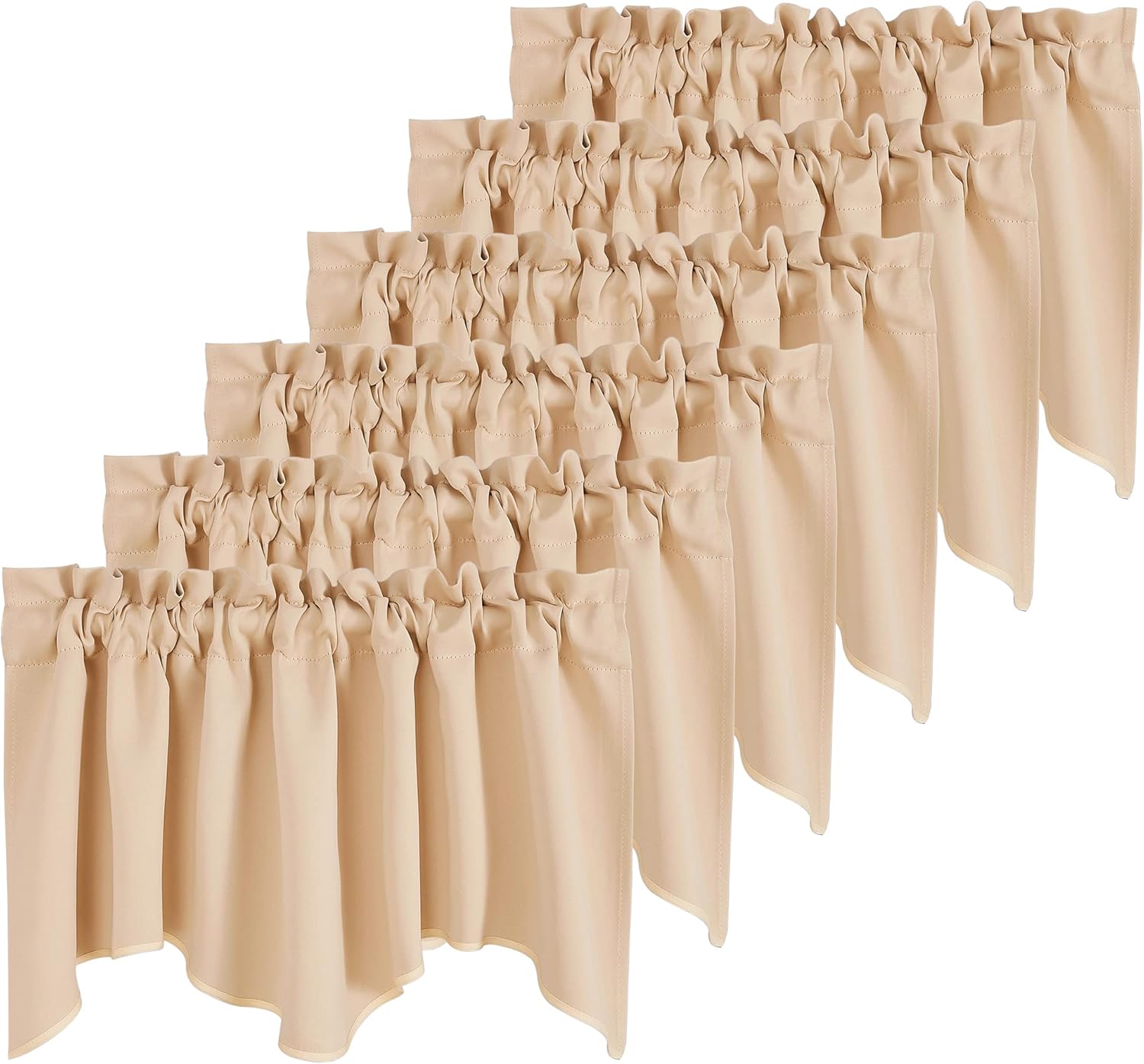 NICETOWN Burgundy Red Blackout Valances, Thermal Insulated Elegant W52 x L18 Scalloped Rod Pocket Curtains Small Window Treatment Tiers Home Decor Panels for Office/Living Room/Christmas, 2 Pairs