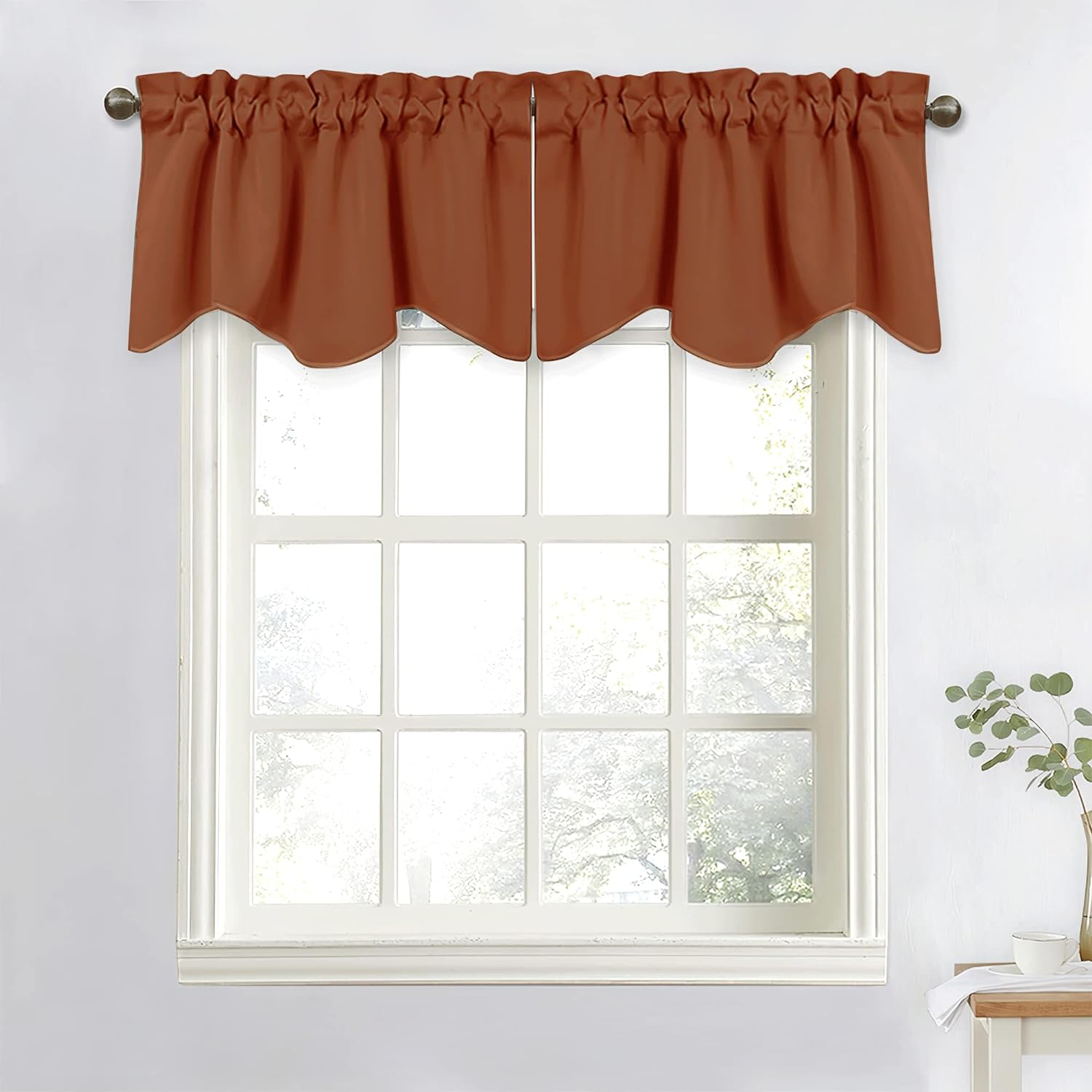 NICETOWN Burgundy Red Blackout Valances, Thermal Insulated Elegant W52 x L18 Scalloped Rod Pocket Curtains Small Window Treatment Tiers Home Decor Panels for Office/Living Room/Christmas, 2 Pairs