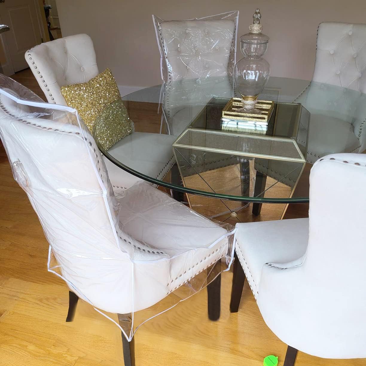 6 Pack Plastic Dining Room Chair Covers, Water Proof Clear Chairs Cover for Kitchen and Outdoor, Vinyl Transparent Stool Seat Protectors for Cat, Toddler, Kids' Messes, No Dust/Spills