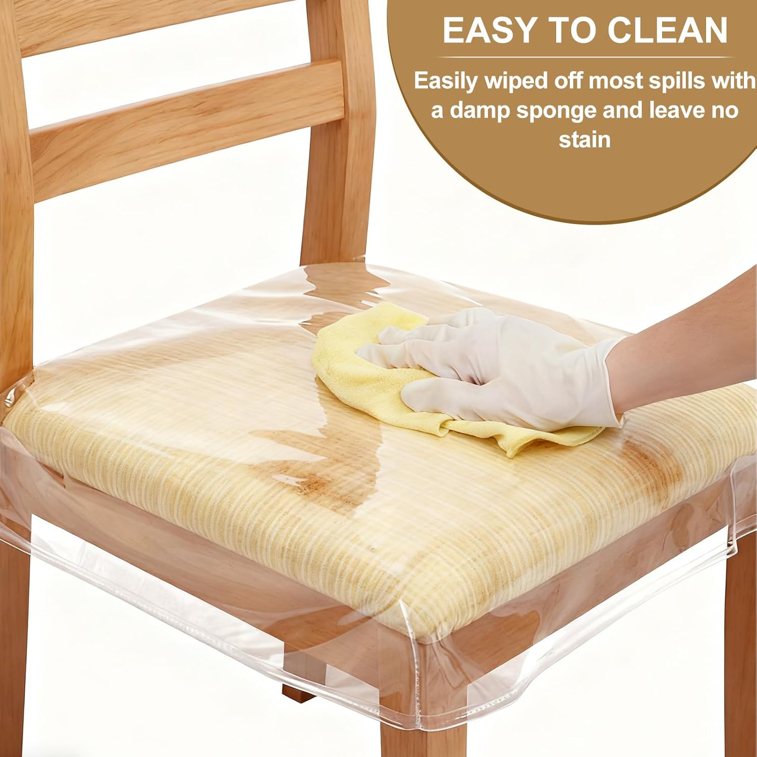 6 Pack Plastic Chair Covers for Dining Chair, Clear Chair Seat Cover Plastic Covers, PVC Seat Protector, Waterproof Kitty Scratch Resistant for Most 21"- 23" Chair