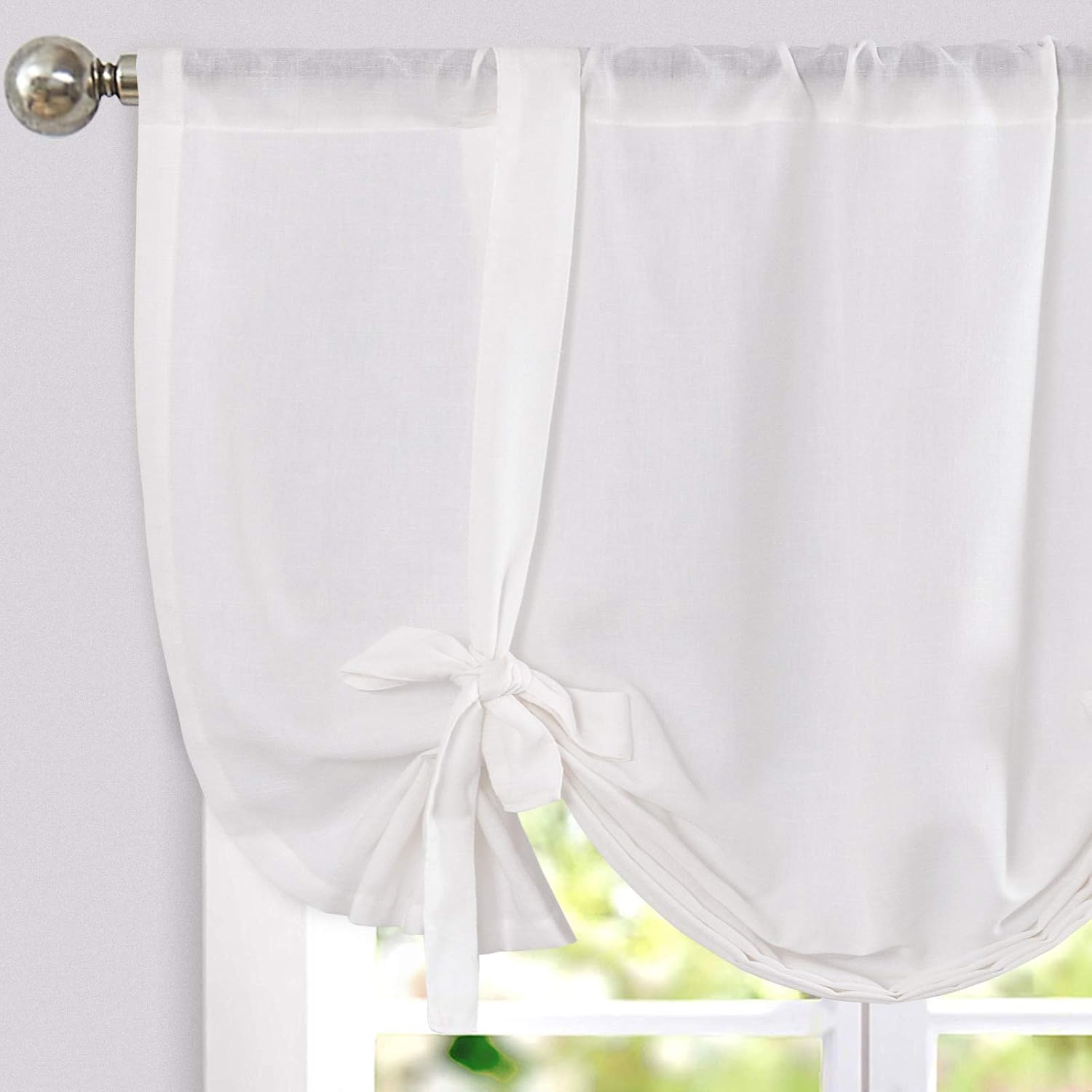 jinchan Tie Up Valance Floral Linen for Windows Farmhouse Valance 45 Inch Peonies Botanical Short Window Treatment Adjustable for Kitchen Living Room Light Filtering 1 Panel Black on Beige