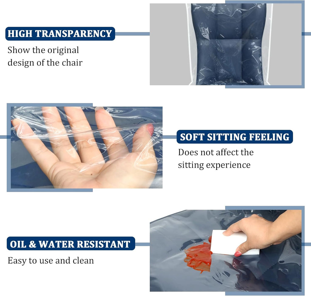 6 Pack Full-Size Plastic Dining Chair Covers,Clear PVC Seat Protectors for Dining Room, Waterproof and Dustproof Chair Slipcover (6, W22 x D20 x H41 inches)