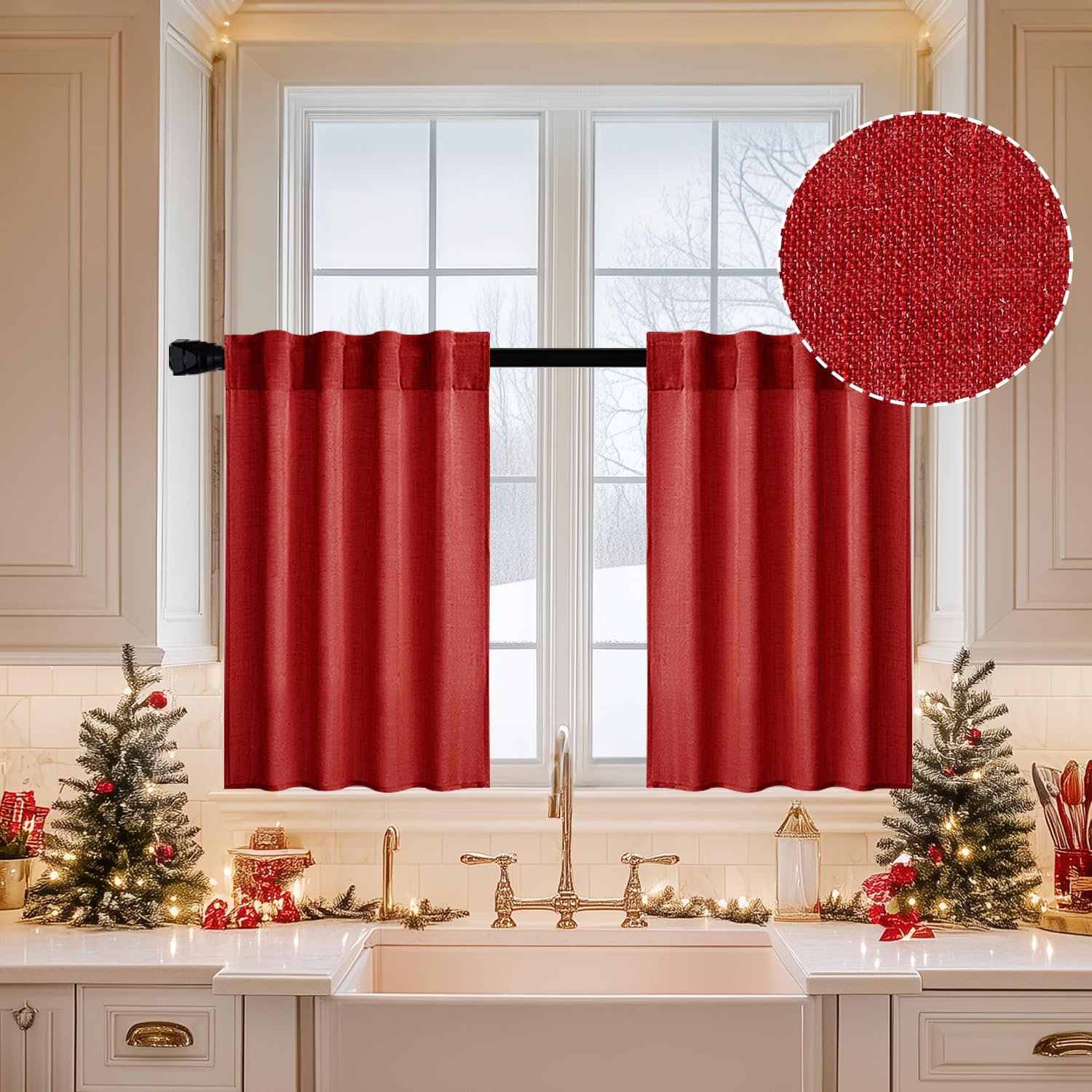 MIULEE Taupe Linen Curtains 84 Inch Length for Bedroom Living Room, Soft Thick Linen Textured Window Drapes Semi Sheer Light Filtering Back Tab Rod Pocket Burlap Look Farmhouse Country Decor, 2 Panels