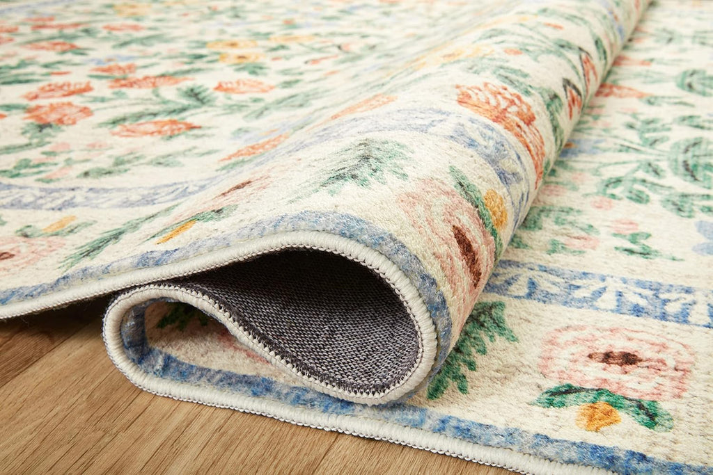 Loloi Rifle Paper Co. Eden Collection EDE-02 Mughal Garden Cream 5'-0" x 7'-6" Area Rug feat. CloudPile™