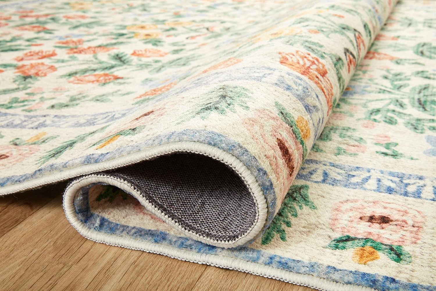 Loloi Rifle Paper Co. Eden Collection EDE-02 Mughal Garden Cream 5'-0" x 7'-6" Area Rug feat. CloudPile™