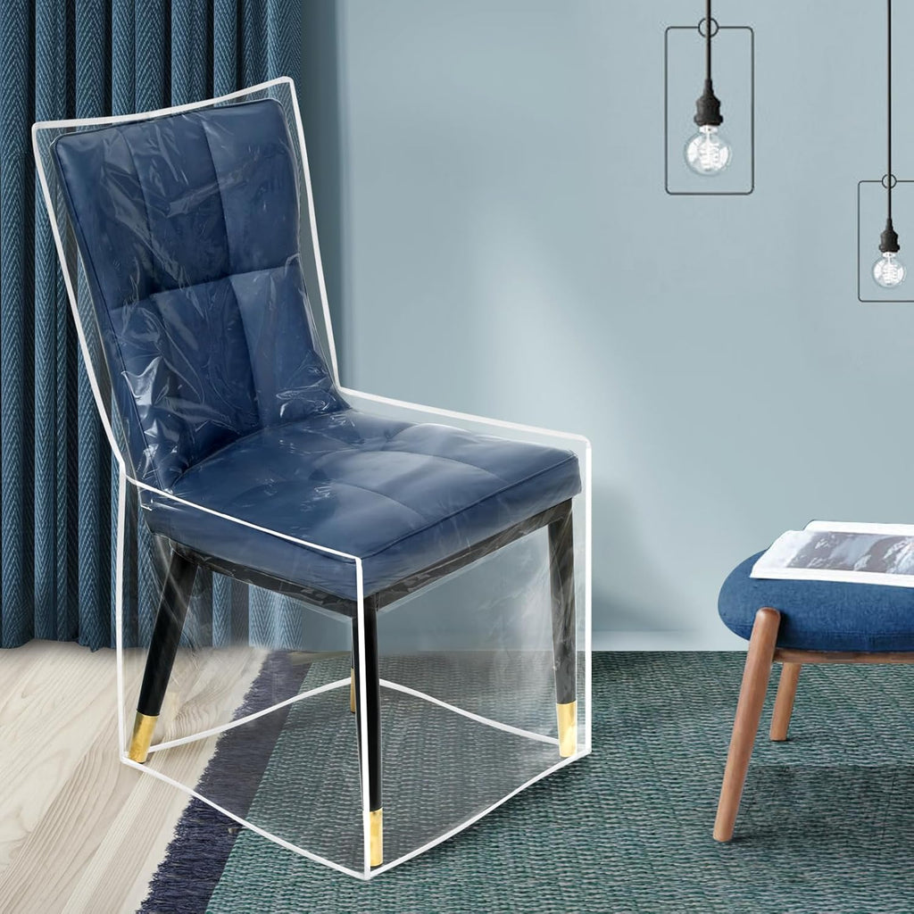 6 Pack Full-Size Plastic Dining Chair Covers,Clear PVC Seat Protectors for Dining Room, Waterproof and Dustproof Chair Slipcover (6, W22 x D20 x H41 inches)