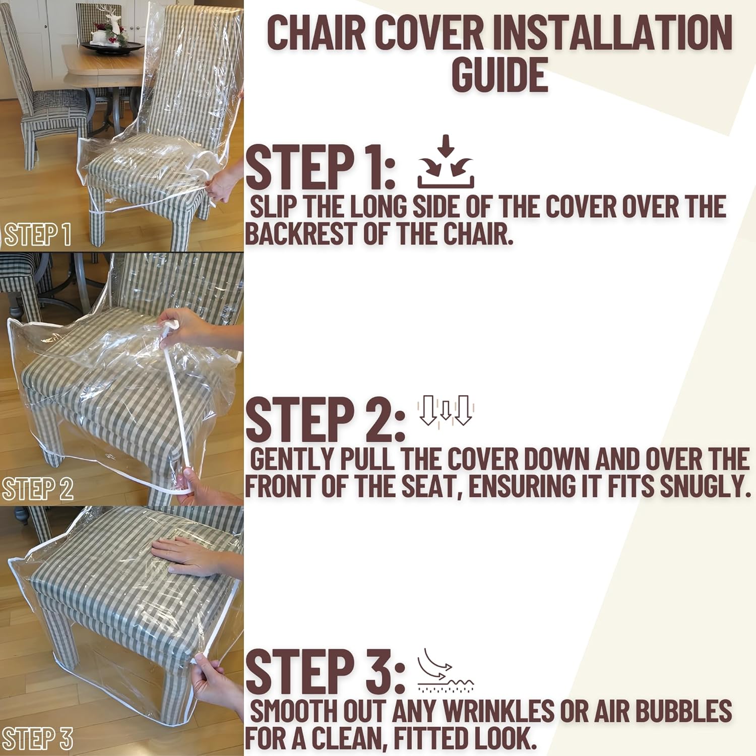 Evelots Dining Room/Kitchen Chair Cover/Protector-8 Pack- Heavy Duty Clear PVC Vinyl-No Dust/Spill/Pet Hair/Pet Claws, Easy Clean Slipcover