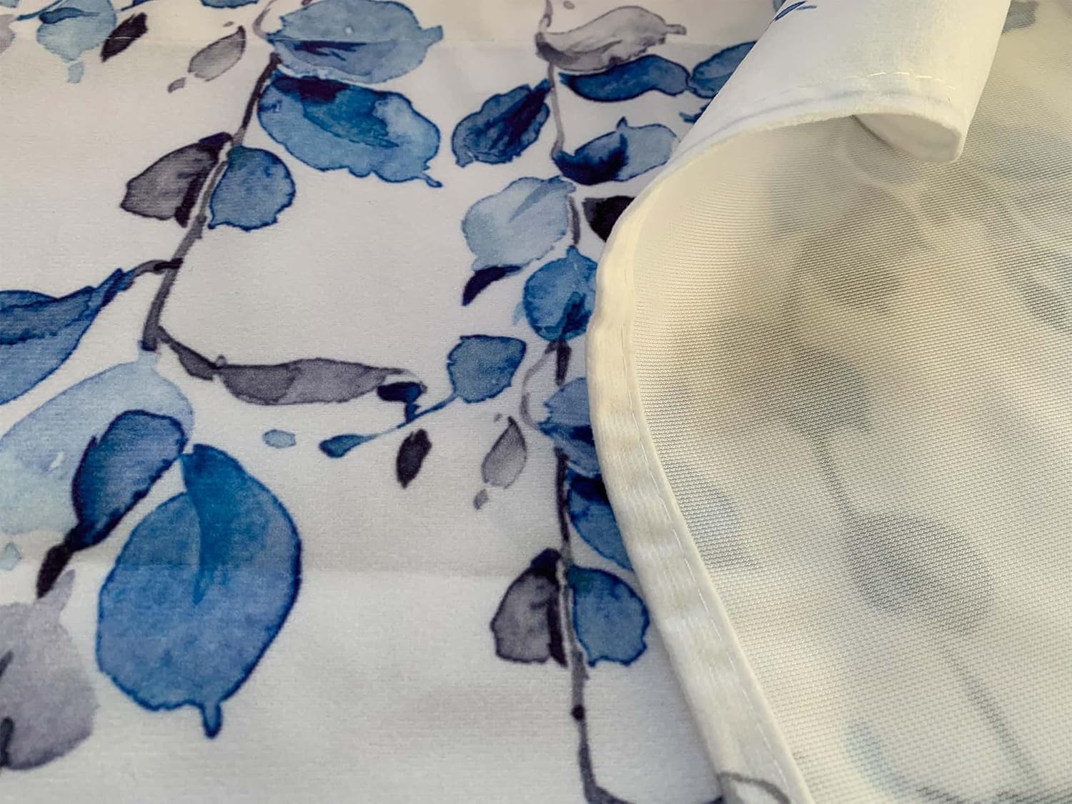 2 Pack Watercolor Blue Leaves Window Valance for Bedroom Living Room, Leaf Vine Plant Curtains Valanes for Windows, 3" Rod Pocket Window Treatment for Season Home Decorations, 54 x 18 Inch, 2 Panel