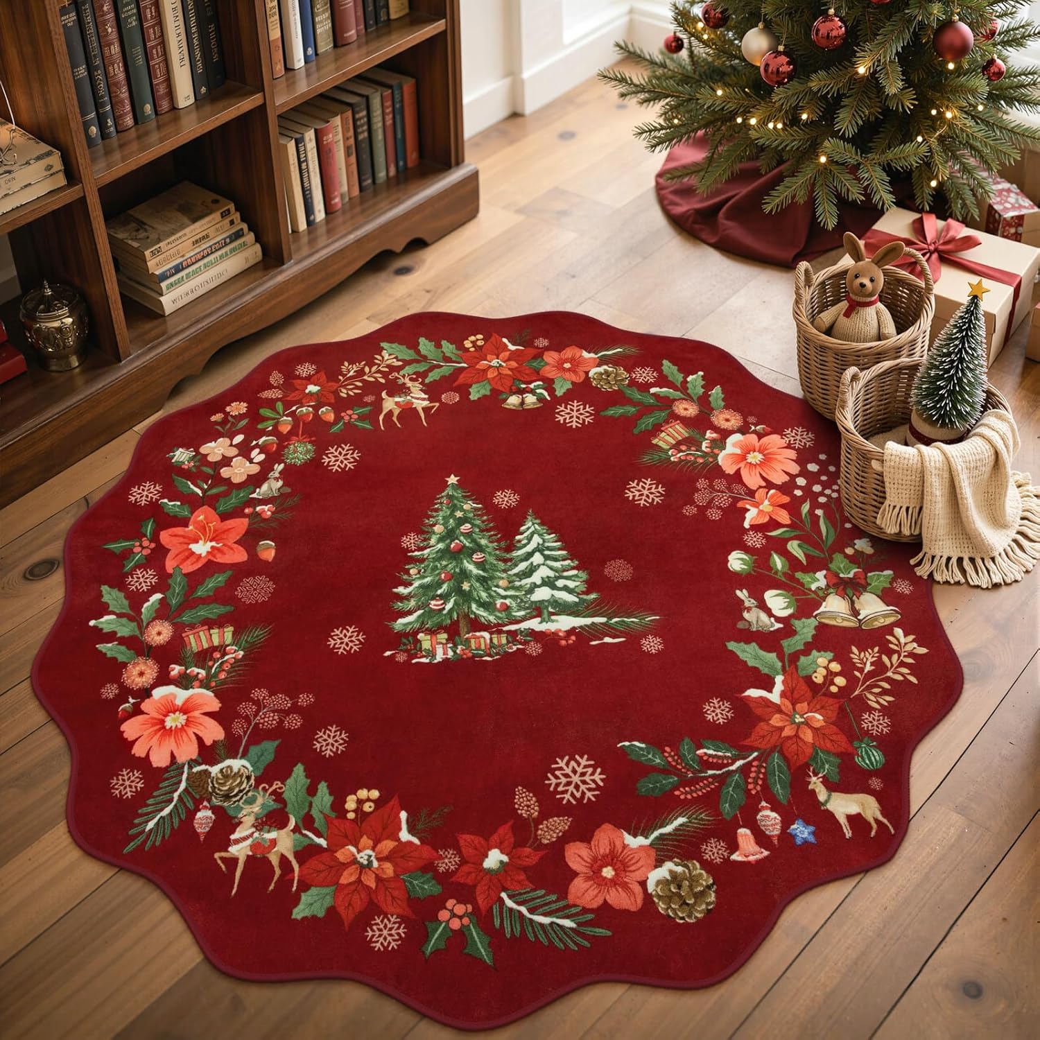 Lahome Floral Washable Rugs 8x10, Non-Slip Soft Green Rug Stain Resistant, Ultra-Thin 8x10 Rugs for Living Room Easy Clean Boho Accent Carpet for Dining Room Office(8x10ft,Green)