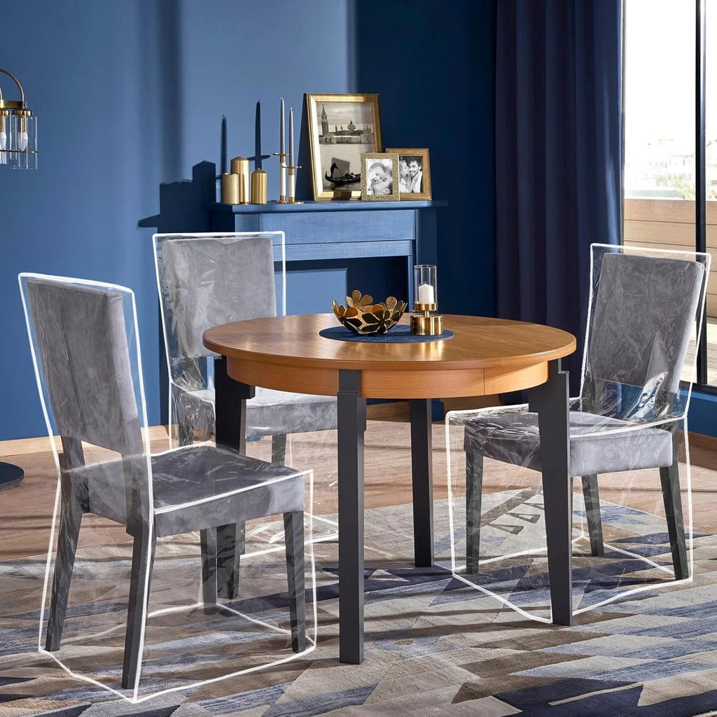 6 Pack Full-Size Plastic Dining Chair Covers,Clear PVC Seat Protectors for Dining Room, Waterproof and Dustproof Chair Slipcover (6, W22 x D20 x H41 inches)