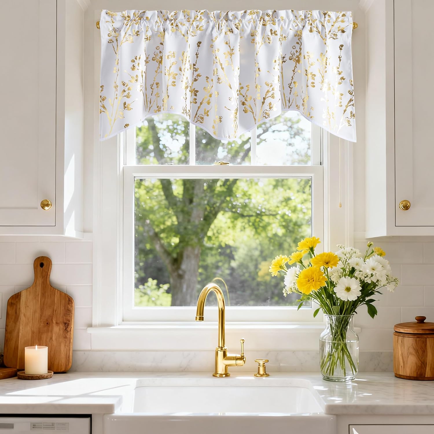 NICETOWN Burgundy Red Blackout Valances, Thermal Insulated Elegant W52 x L18 Scalloped Rod Pocket Curtains Small Window Treatment Tiers Home Decor Panels for Office/Living Room/Christmas, 2 Pairs