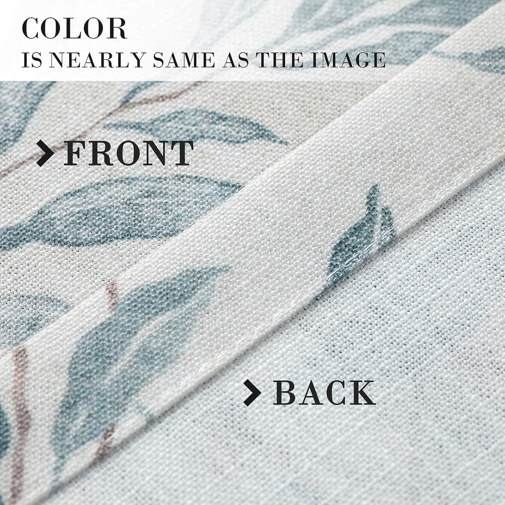 VOGOL Tie-up Valance for Kitchen Windows Tie Up Curtains for Windows Blue Leaf Print Adjustable Balloon Shades Rod Pocket Curtain Panels Valances for Cafe, 52x18, One Piece