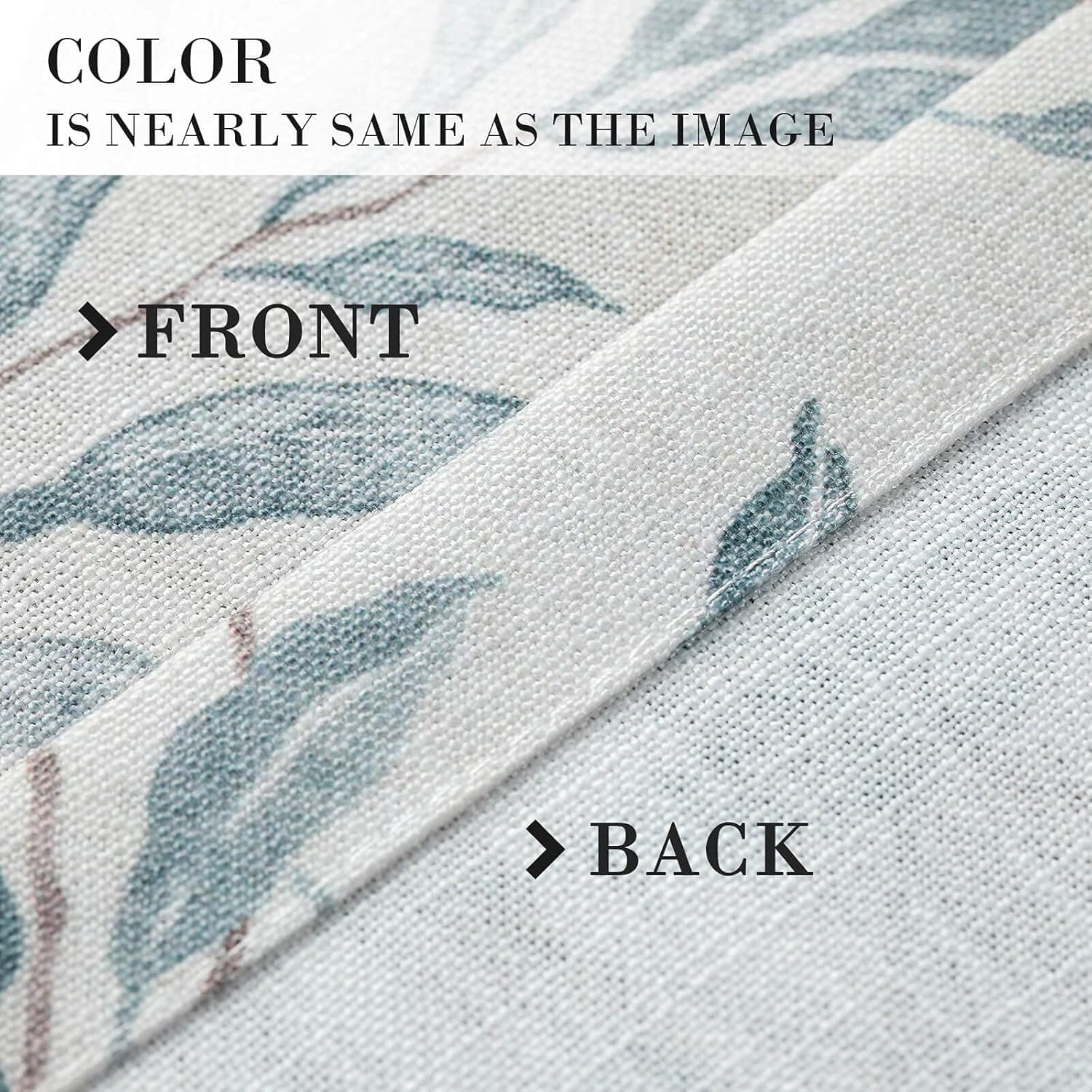 VOGOL Tie-up Valance for Kitchen Windows Tie Up Curtains for Windows Blue Leaf Print Adjustable Balloon Shades Rod Pocket Curtain Panels Valances for Cafe, 52x18, One Piece