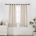 INLINAS Beige Blackout Curtains with Sheer Overlay - Grommet Top Thermal and Noise Reduction Panels for Bedroom and Living Room Light Blocking and Energy Saving, 52 x 84 Inches, Set of 2