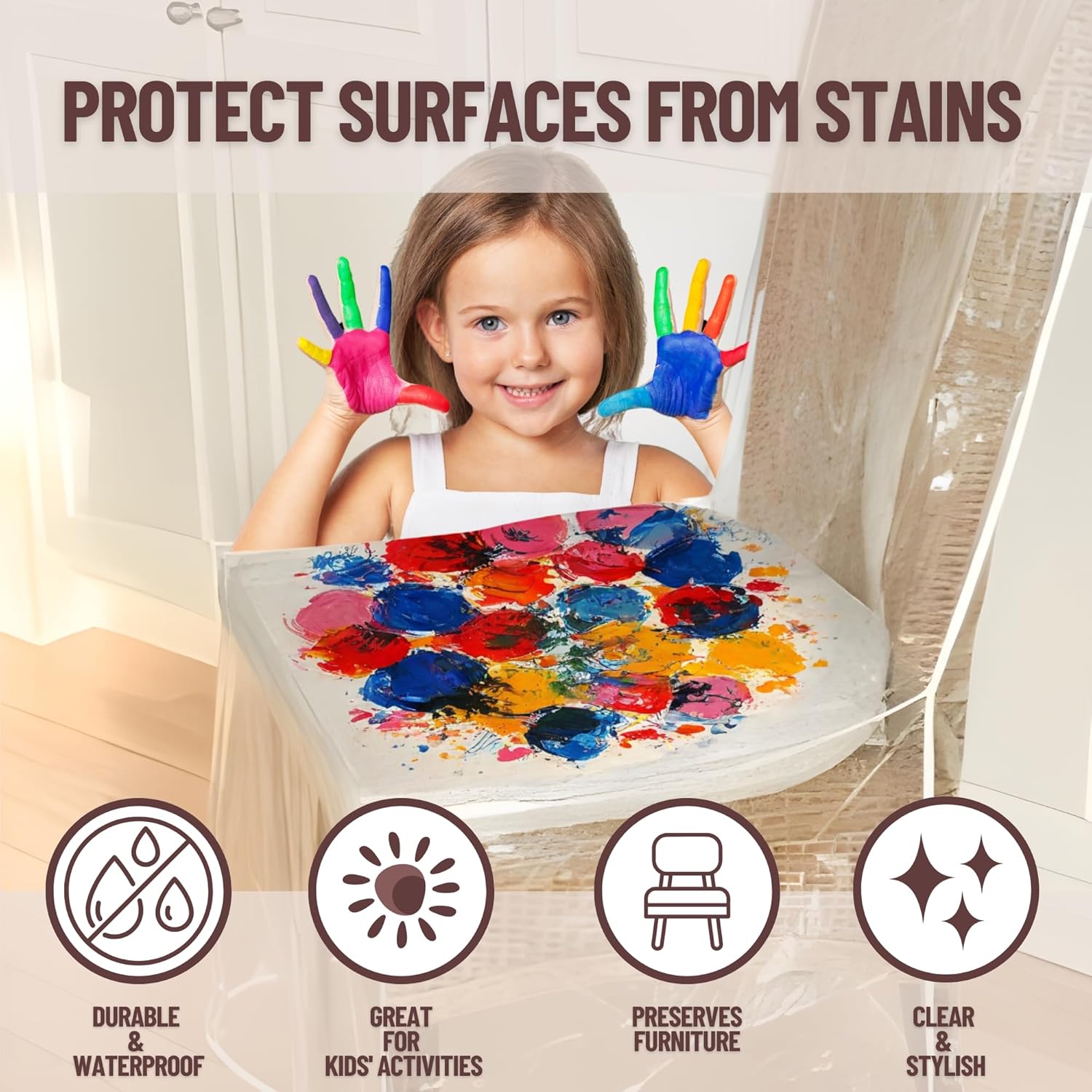 Evelots Dining Room/Kitchen Chair Cover/Protector-8 Pack- Heavy Duty Clear PVC Vinyl-No Dust/Spill/Pet Hair/Pet Claws, Easy Clean Slipcover