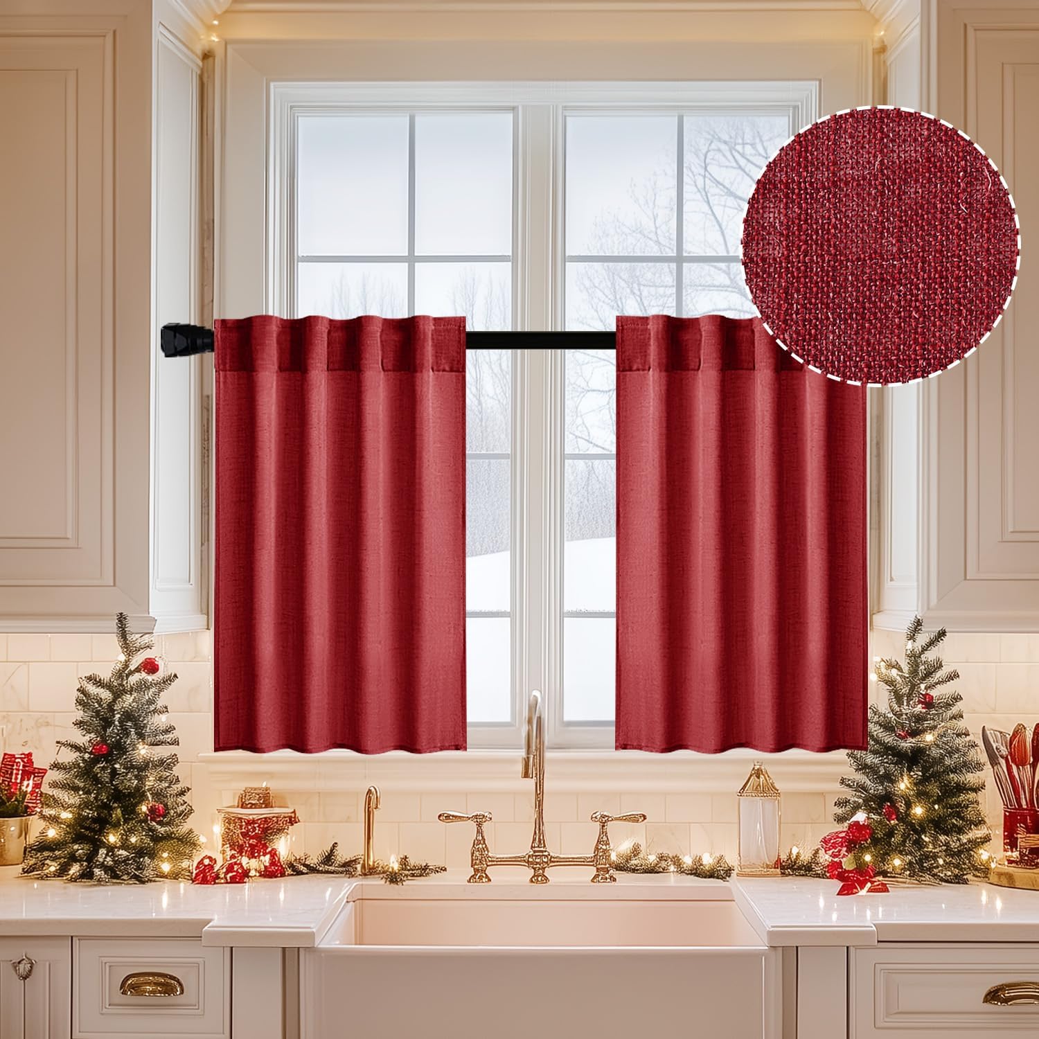 MIULEE Taupe Linen Curtains 84 Inch Length for Bedroom Living Room, Soft Thick Linen Textured Window Drapes Semi Sheer Light Filtering Back Tab Rod Pocket Burlap Look Farmhouse Country Decor, 2 Panels