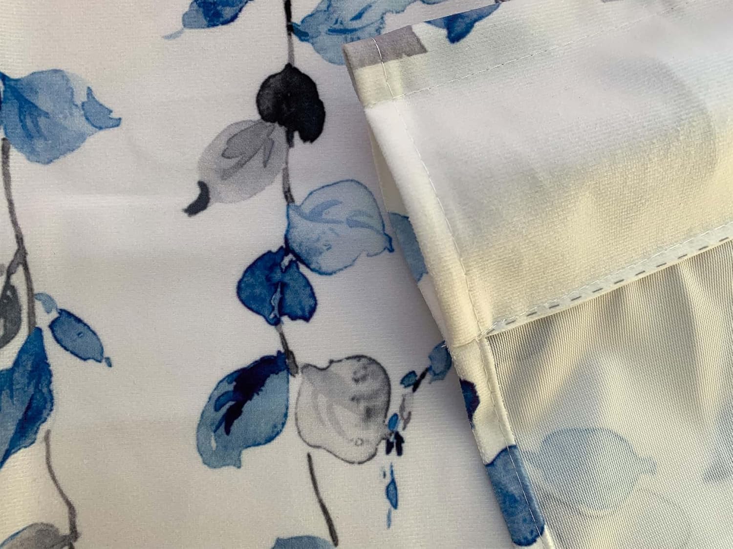 2 Pack Watercolor Blue Leaves Window Valance for Bedroom Living Room, Leaf Vine Plant Curtains Valanes for Windows, 3" Rod Pocket Window Treatment for Season Home Decorations, 54 x 18 Inch, 2 Panel