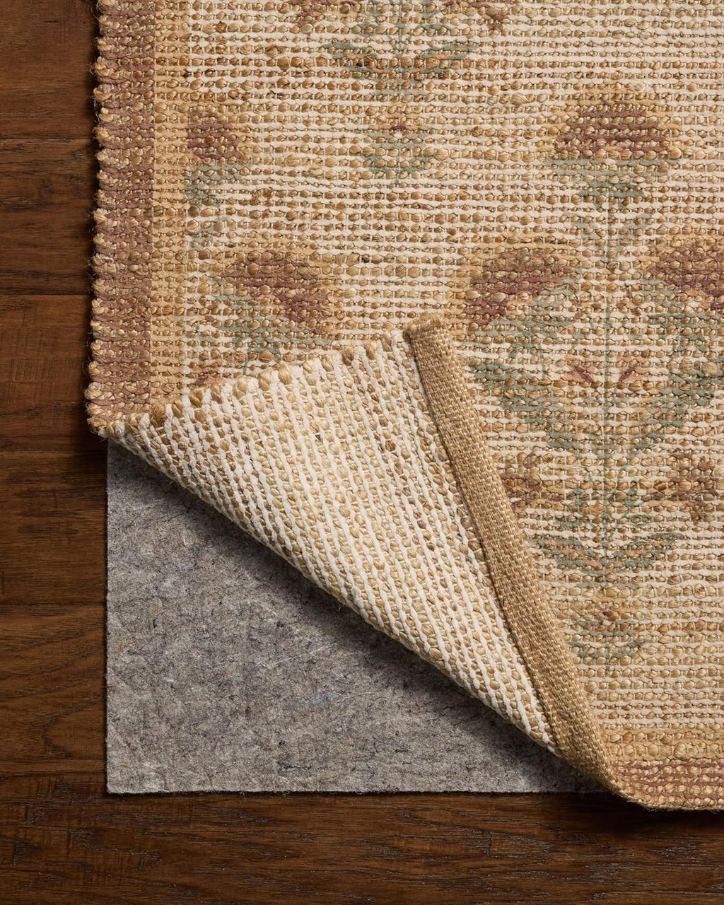 Loloi Chris Loves Julia Rue Collection RUE-01 Wheat/Sage 3'-6" x 5'-6" Accent Rug Jute Neutral Floral Living Room Bedroom Rug