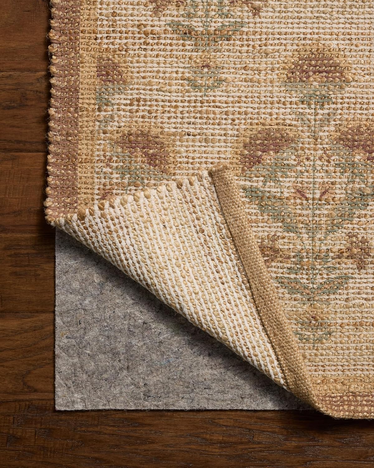 Loloi Chris Loves Julia Rue Collection RUE-01 Wheat/Sage 3'-6" x 5'-6" Accent Rug Jute Neutral Floral Living Room Bedroom Rug