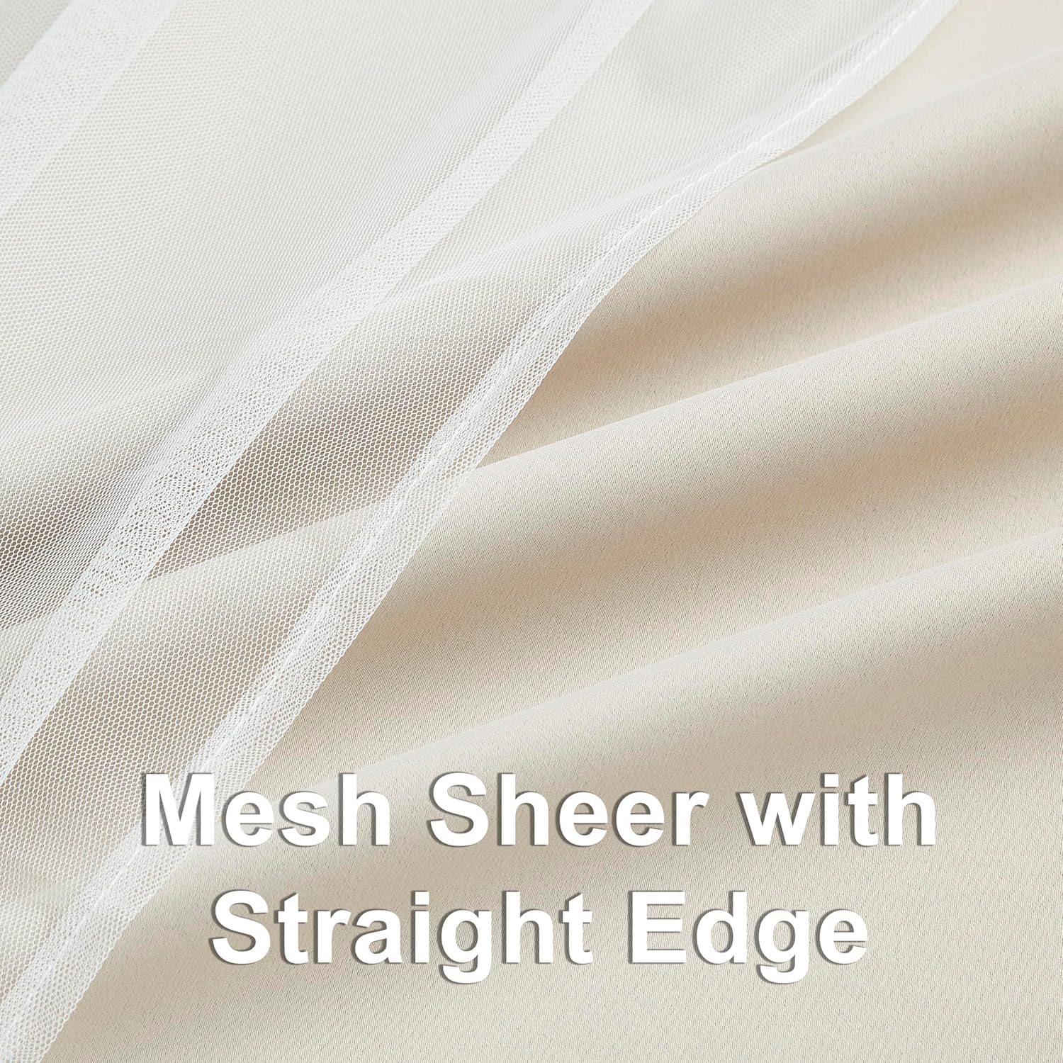 Bujasso Beige 90% Blackout Curtains with Sheer Overlay Mix and Match Double Layer Thermal Insulated Window Panels 84 inch for Living Room Bedroom Beige Drapes with Tiebacks Grommet Top 37" Wx84 Lx2