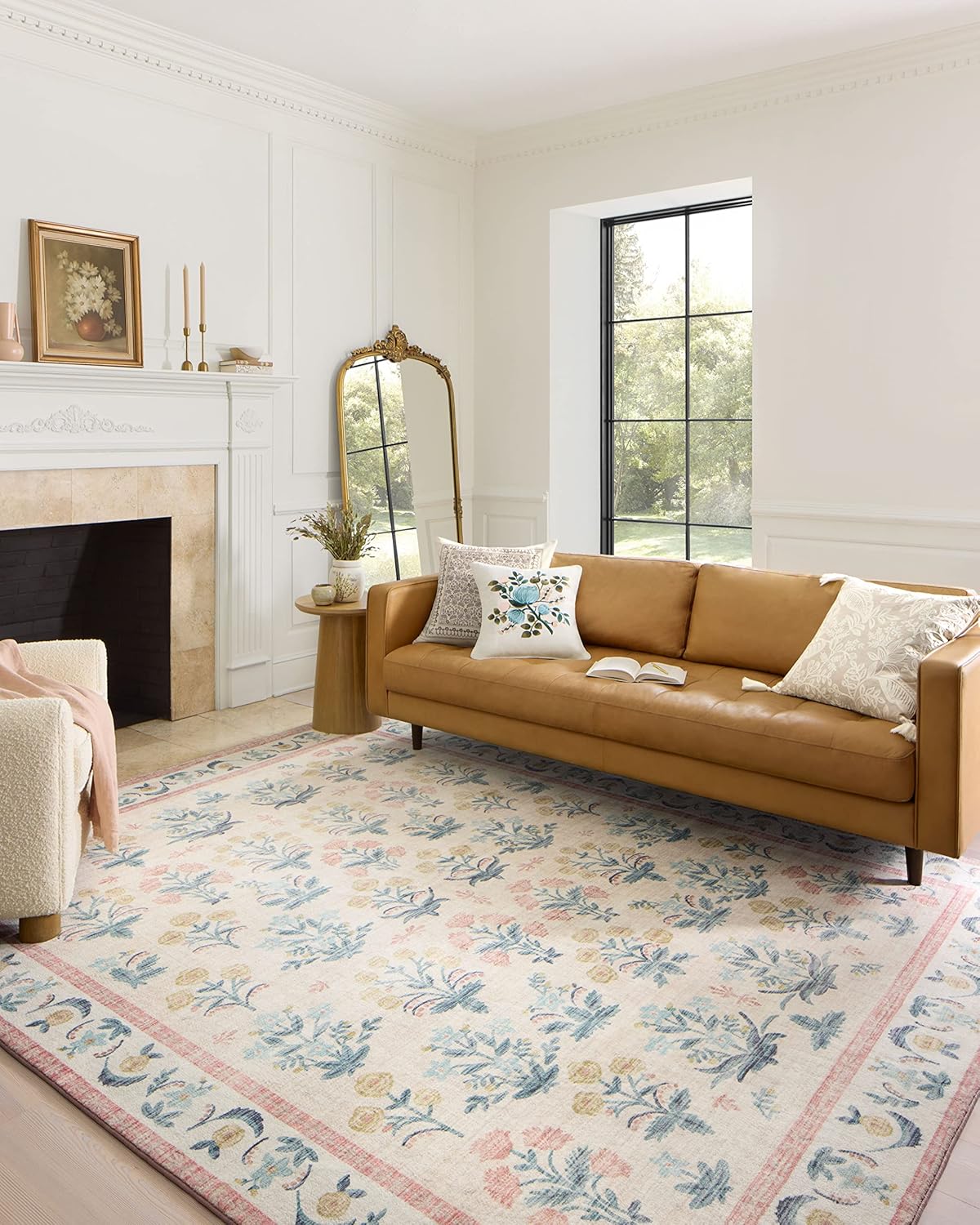Loloi Rifle Paper Co. Eden Collection EDE-02 Mughal Garden Cream 5'-0" x 7'-6" Area Rug feat. CloudPile™