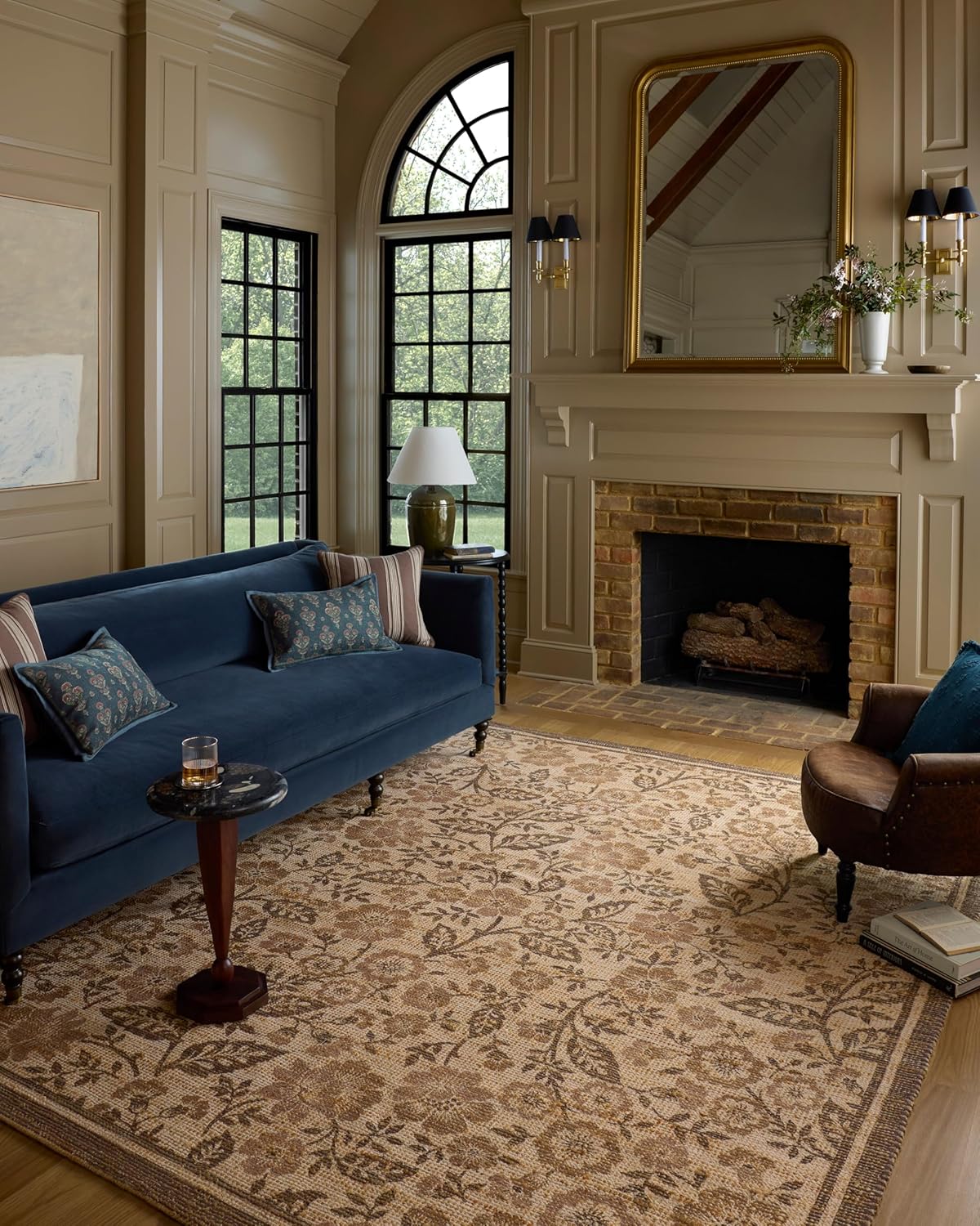 Loloi Chris Loves Julia Rue Collection RUE-01 Wheat/Sage 3'-6" x 5'-6" Accent Rug Jute Neutral Floral Living Room Bedroom Rug