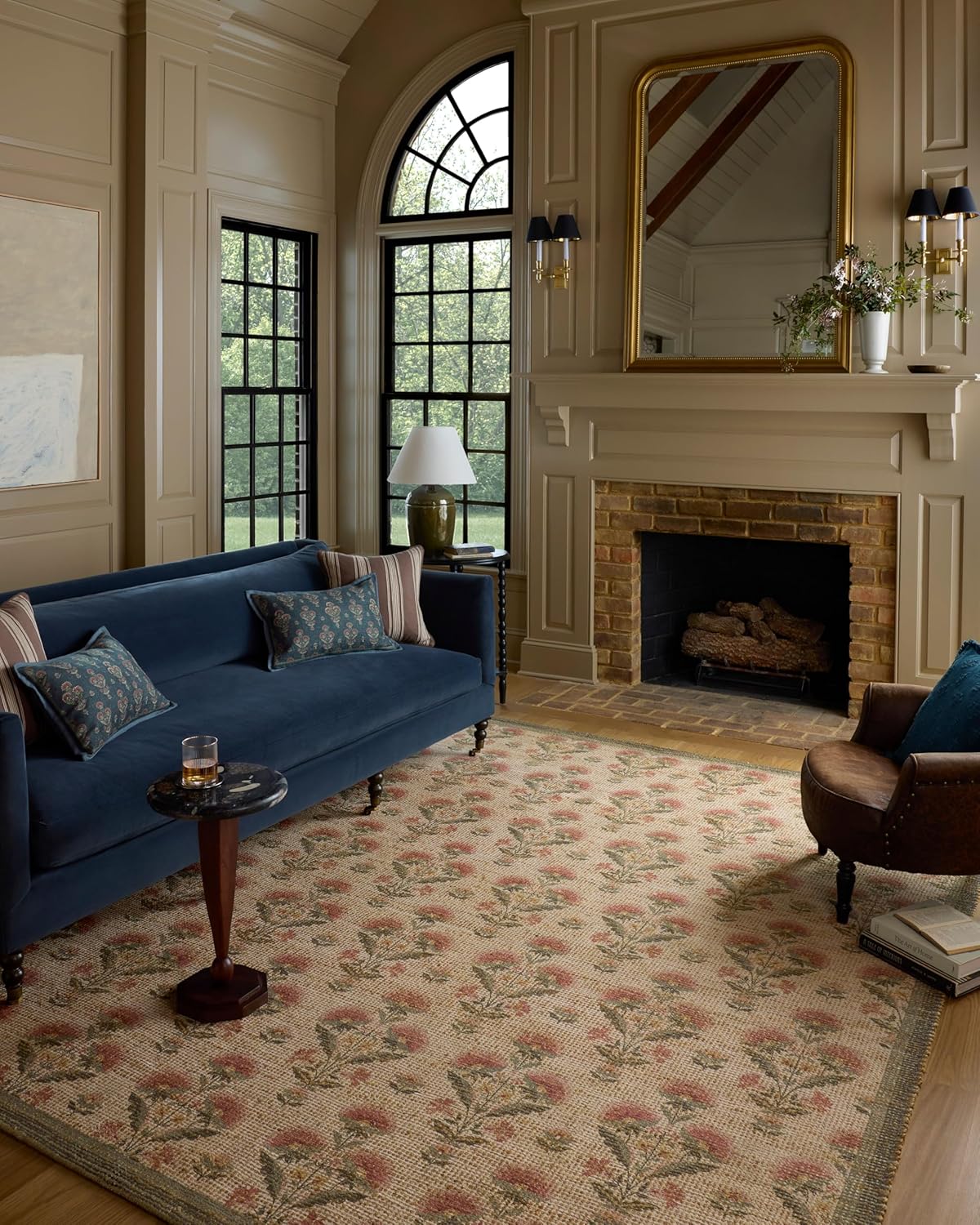 Loloi Chris Loves Julia Rue Collection RUE-01 Wheat/Sage 3'-6" x 5'-6" Accent Rug Jute Neutral Floral Living Room Bedroom Rug