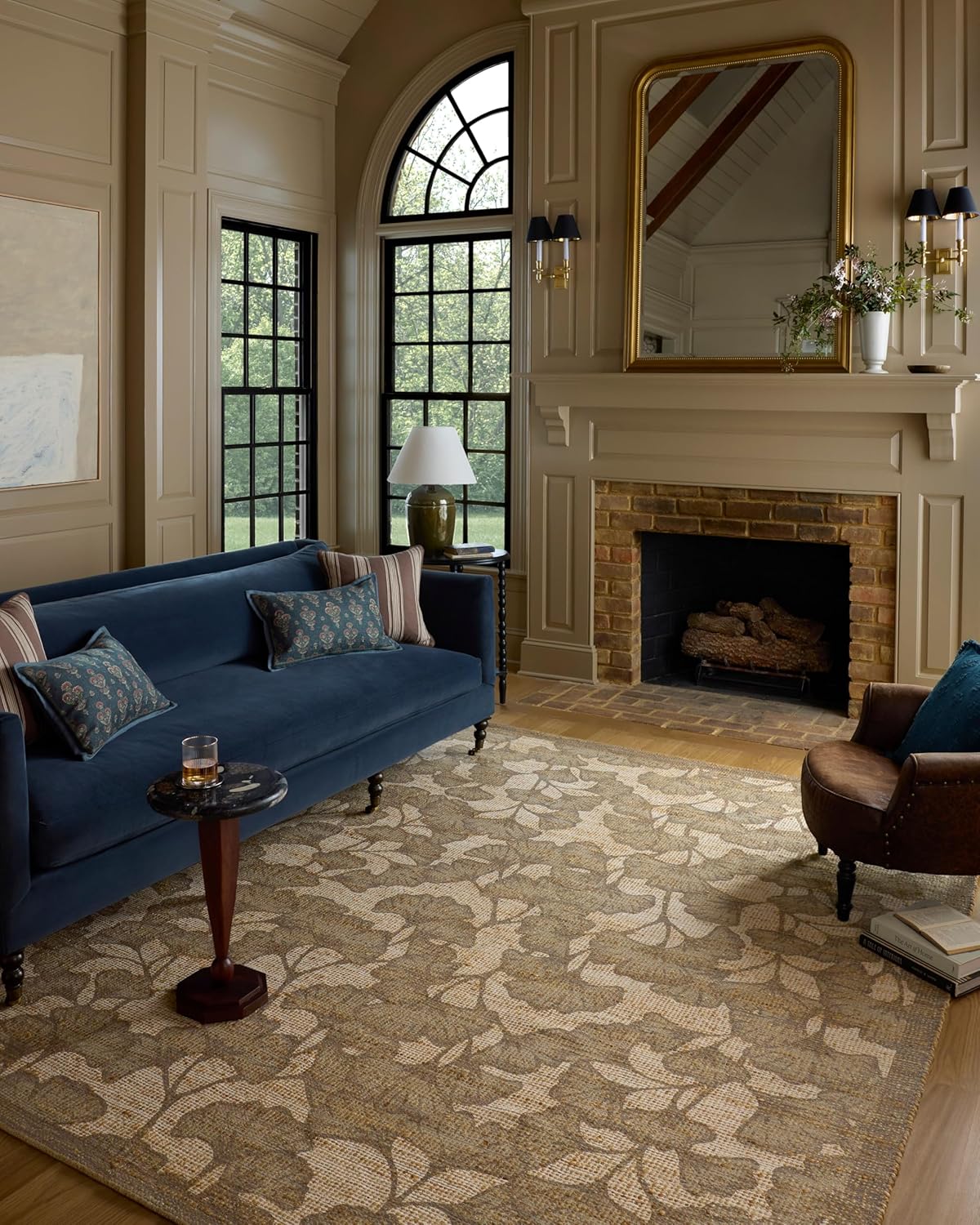 Loloi Chris Loves Julia Rue Collection RUE-01 Wheat/Sage 3'-6" x 5'-6" Accent Rug Jute Neutral Floral Living Room Bedroom Rug