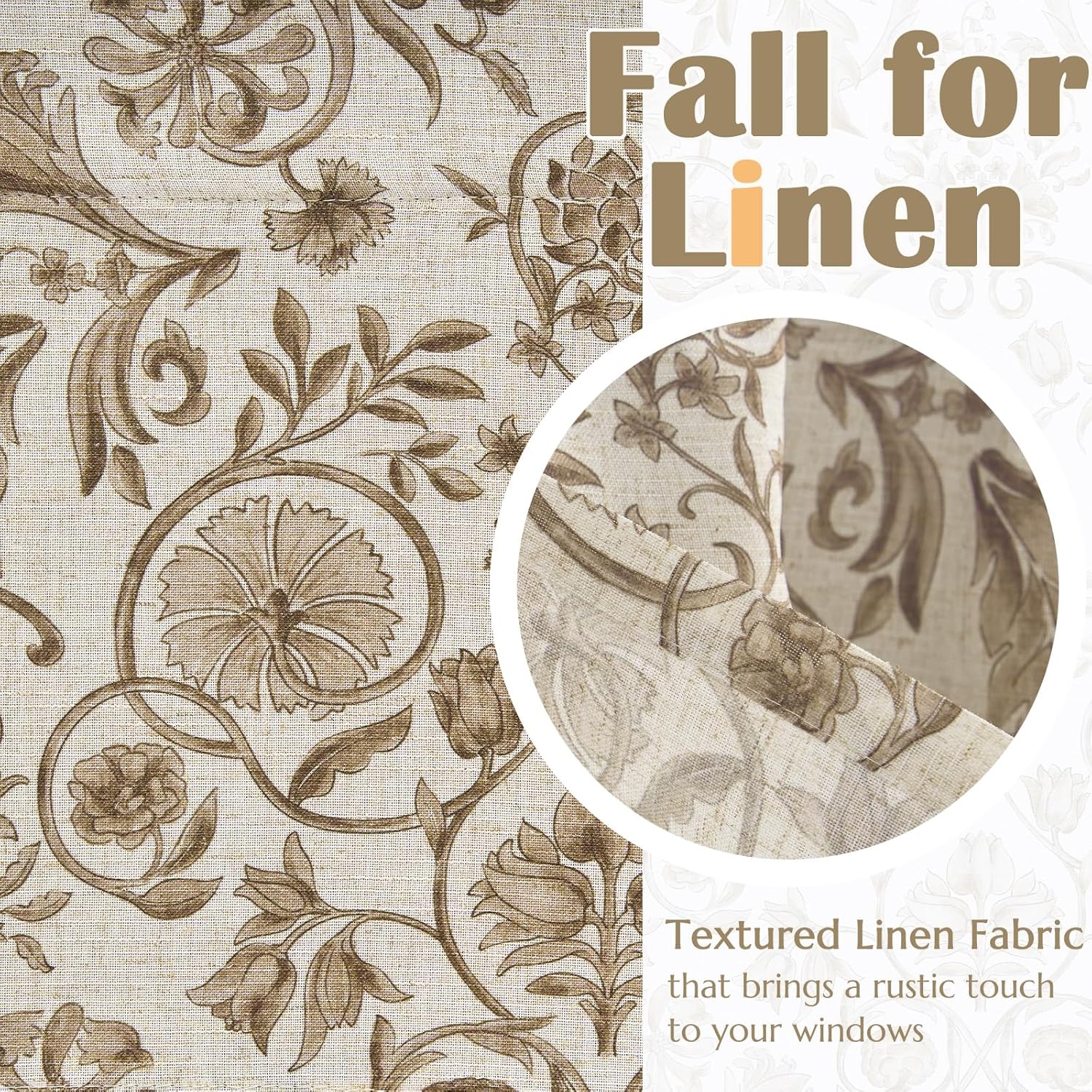 JINCHAN Linen Valance Kitchen Curtain for Windows Double Layer 16 Inch for Living Room Bedroom Bathroom Window Treatment Blackout Vintage Rustic Farmhouse Cottagecore Rod Pocket 1 Panel Taupe on Beige