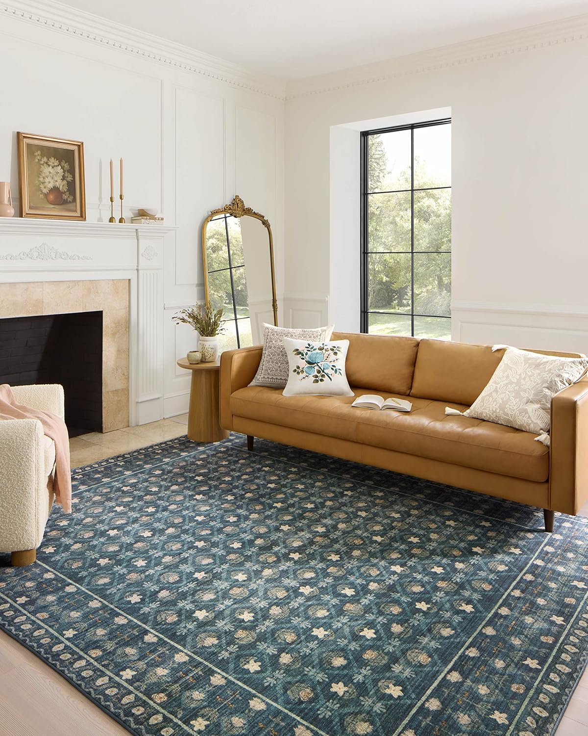 Loloi Rifle Paper Co. Eden Collection EDE-02 Mughal Garden Cream 5'-0" x 7'-6" Area Rug feat. CloudPile™