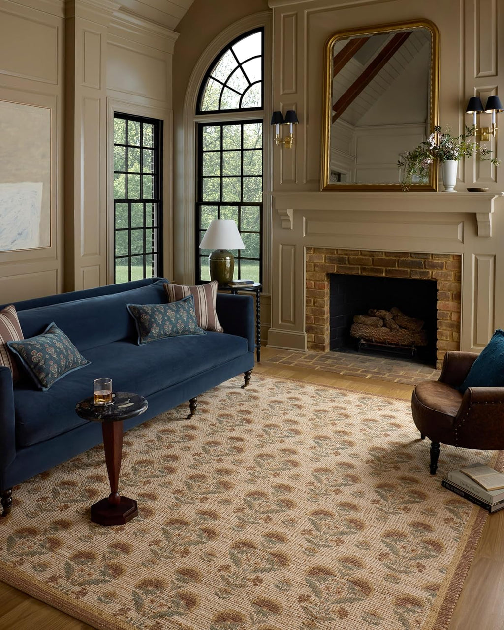 Loloi Chris Loves Julia Rue Collection RUE-01 Wheat/Sage 3'-6" x 5'-6" Accent Rug Jute Neutral Floral Living Room Bedroom Rug