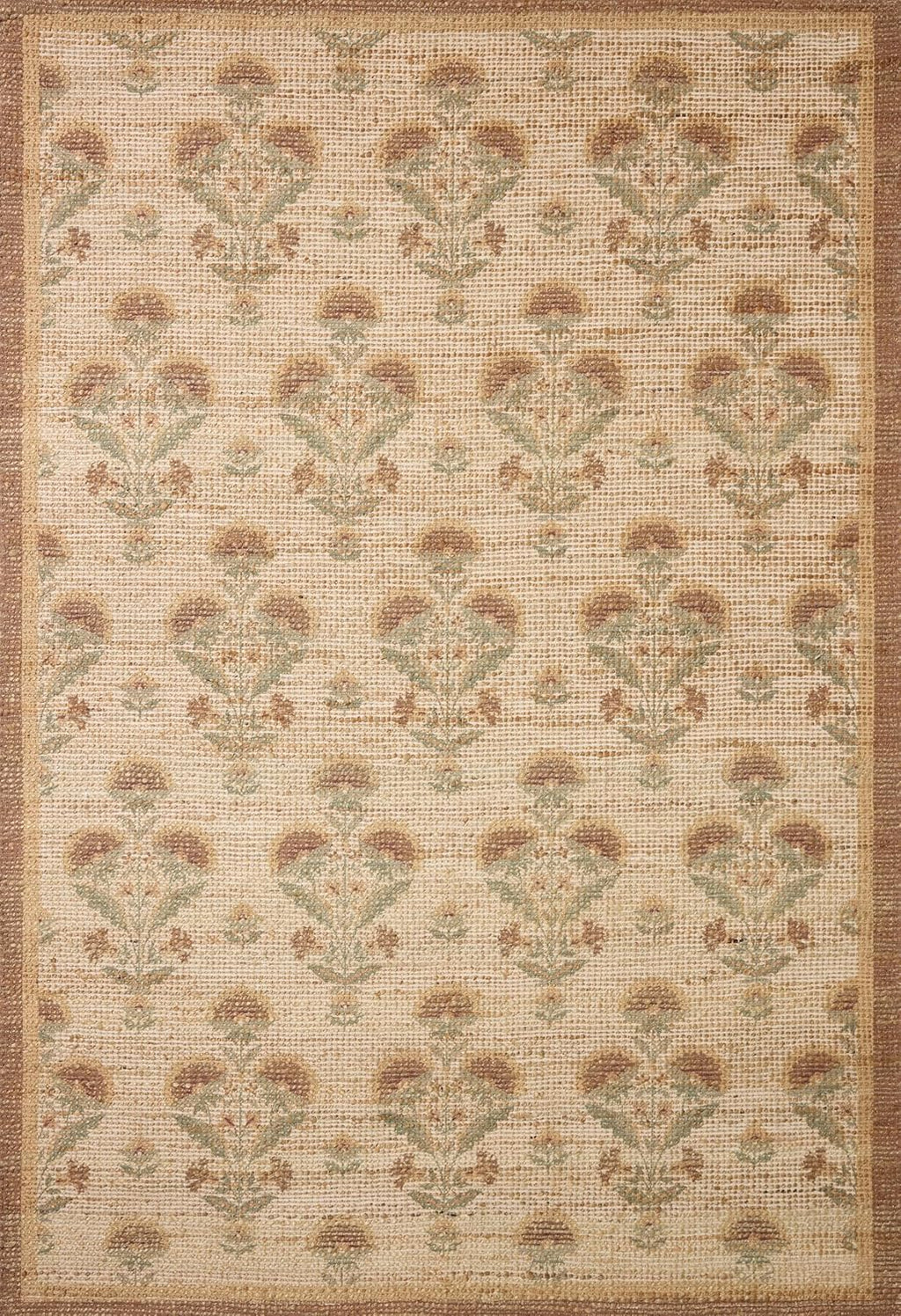 Loloi Chris Loves Julia Rue Collection RUE-01 Wheat/Sage 3'-6" x 5'-6" Accent Rug Jute Neutral Floral Living Room Bedroom Rug